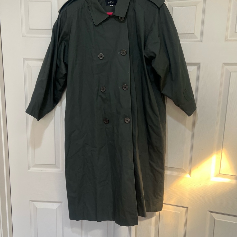 Sanyo Soleil Classic Olive Green Long Trench Coat Ove… - Gem